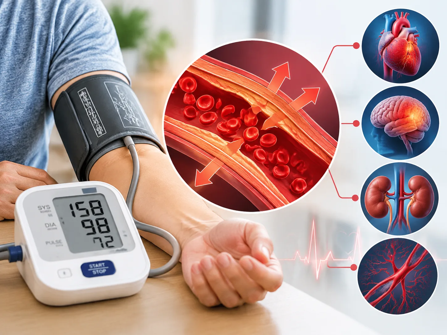 Cao huyết áp là tình trạng áp lực máu lên thành động mạch tăng cao kéo dài, có thể ảnh hưởng đến tim, não và nhiều cơ quan khác.